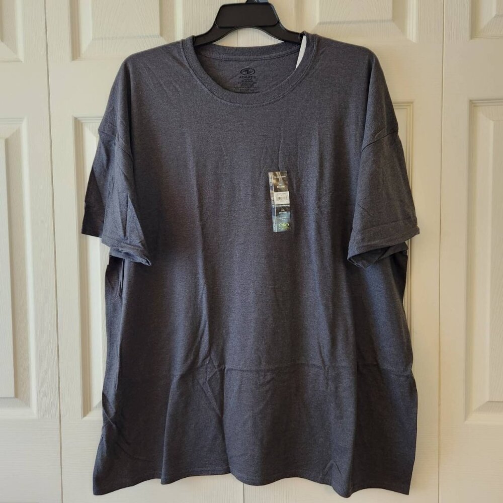 Athletic Works Mens 3XL Cotton Tee Charcoal Grey Heather Loose Fit Breathable